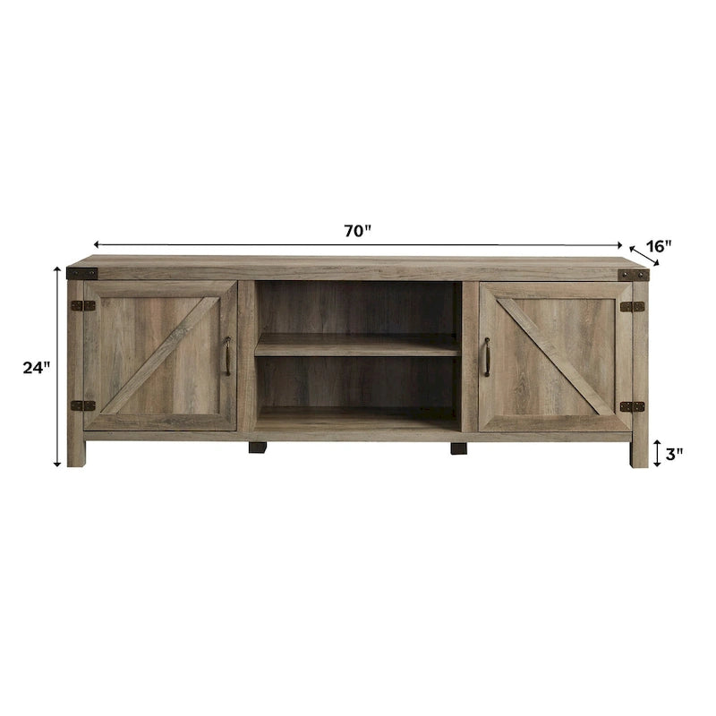 70-calowa szafka RTV z drzwiami typu barn door