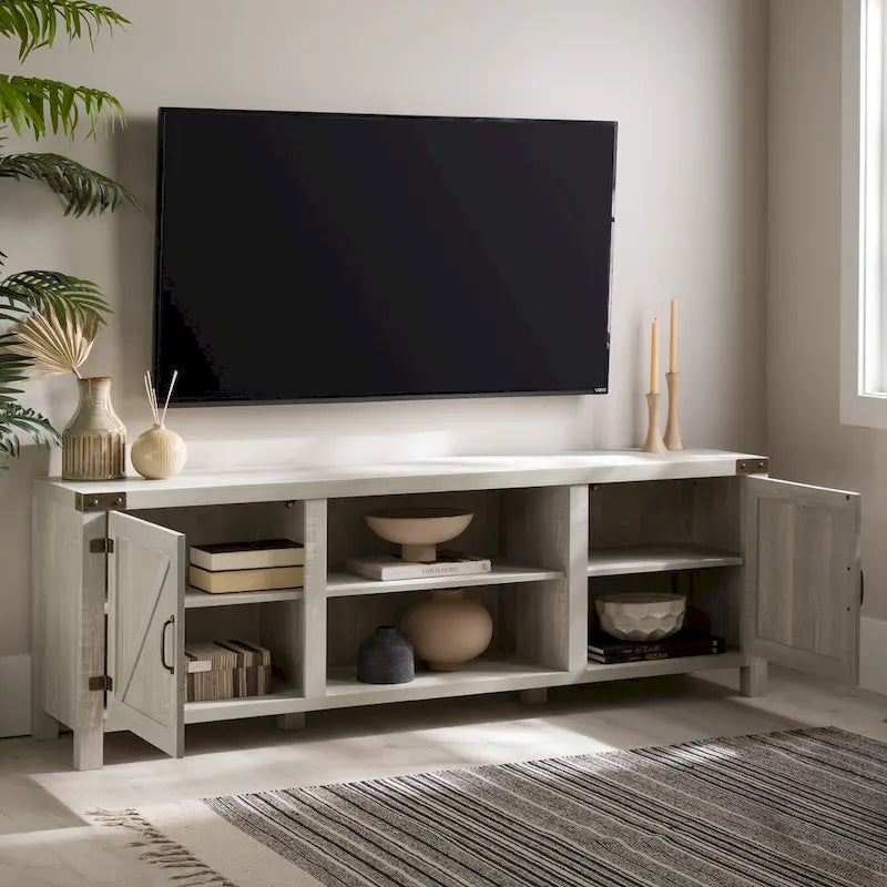 70-calowa szafka RTV z drzwiami typu barn door