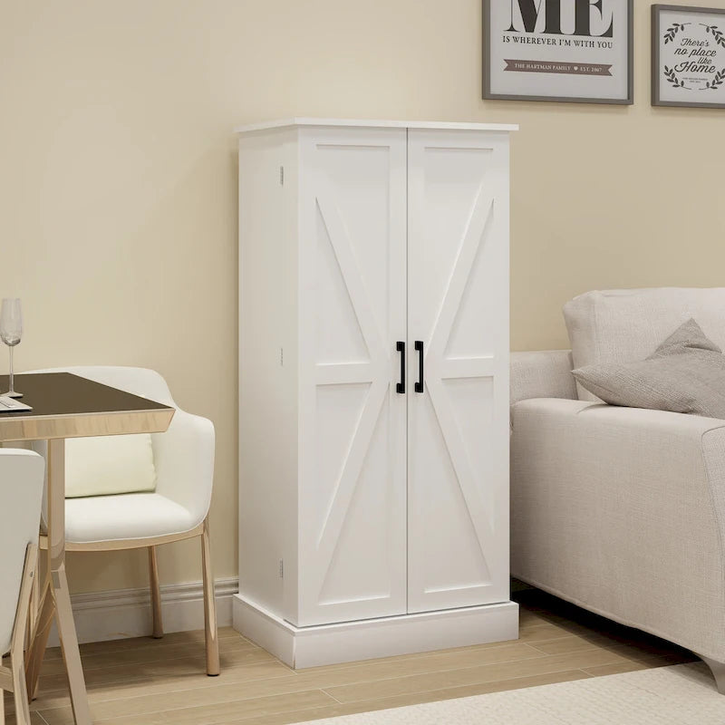 50 LED Kitchen Pantry Cabinet,Freestanding Buffet Cupboards Sideboard with 2 Doors with Racks and 2 Adjustable Shelves