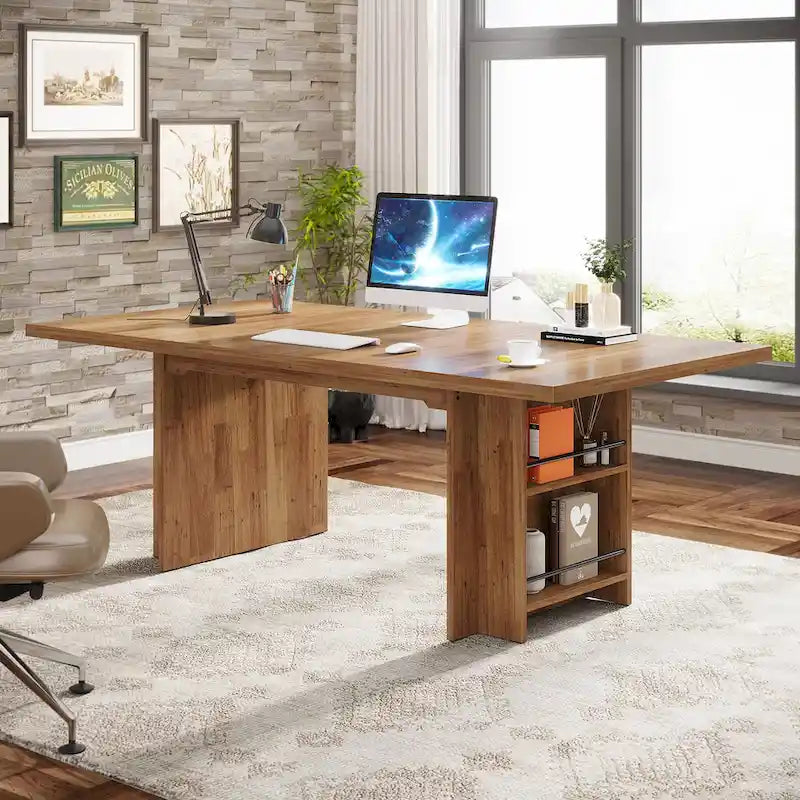 63-in Office Executive Desk, Large Computer Desk with Storage