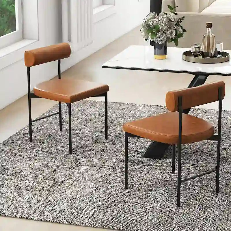Dining Chair Set of 2 Faux Leather Upholstered Kitchen Side
