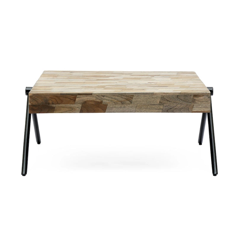 18.75 Modern Handcrafted Designed Coffee Table with Wood Tabletop and Unique V-Shaped Legs