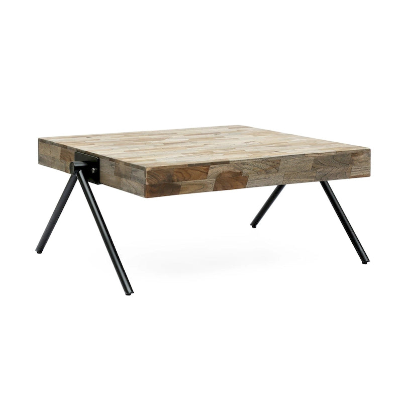 18.75 Modern Handcrafted Designed Coffee Table with Wood Tabletop and Unique V-Shaped Legs