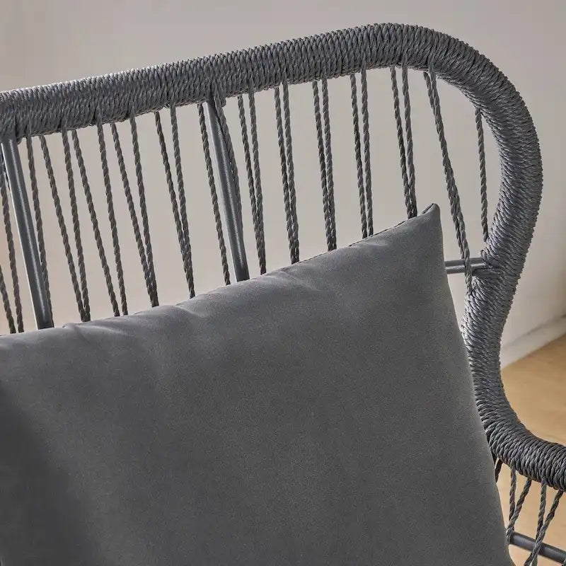Indoor steel and rope-woven armchair (with seat cushion)