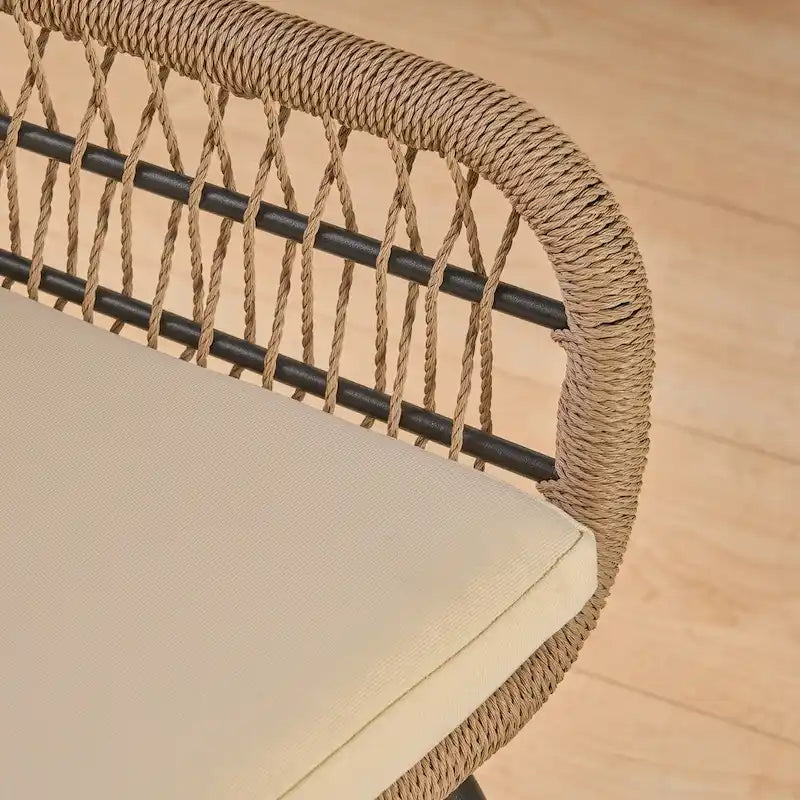Indoor steel and rope-woven armchair (with seat cushion)