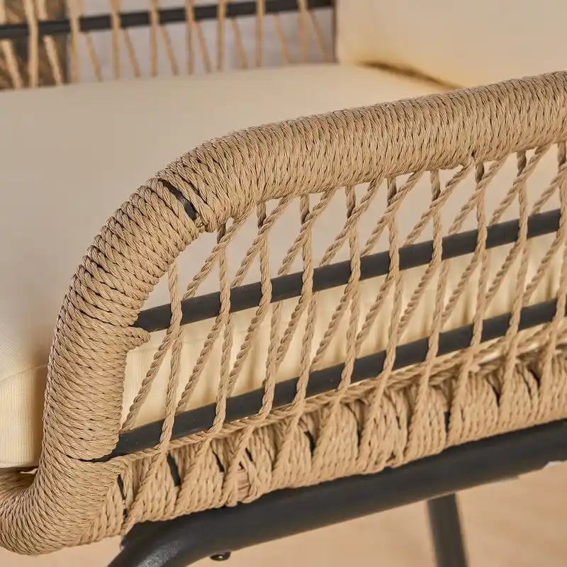 Indoor steel and rope-woven armchair (with seat cushion)