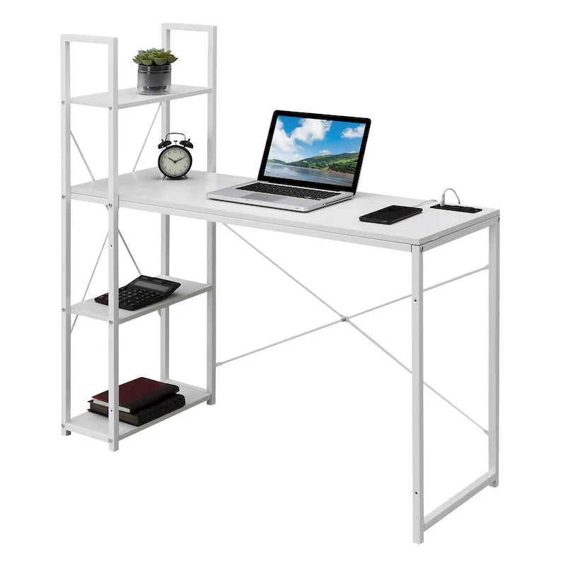 Office Workstation with Charging Station and Shelves