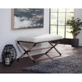 Ivory White Upholstered Bouclé Bench