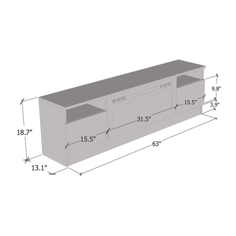 63-inch TV Stand with Electric Fireplace