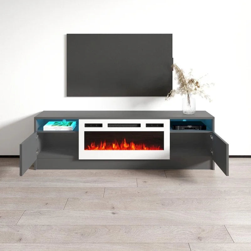63-inch TV Stand with Electric Fireplace