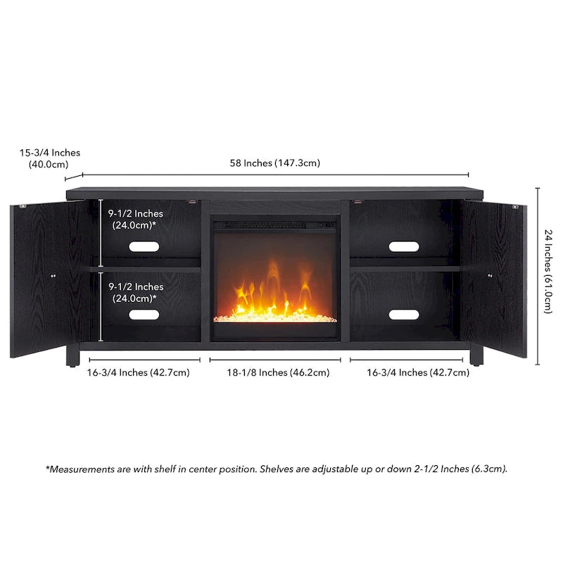 58 TV Stand with Crystal Fireplace Insert