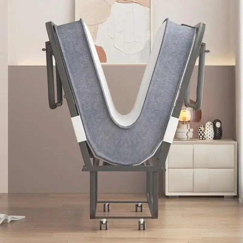 Space Saving Foldable Bed with Mattress,Portable Bed with Lockable Wheels