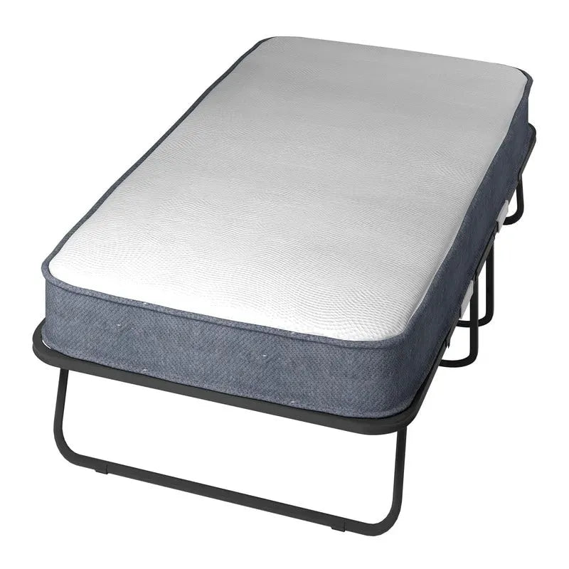 Space Saving Foldable Bed with Mattress,Portable Bed with Lockable Wheels