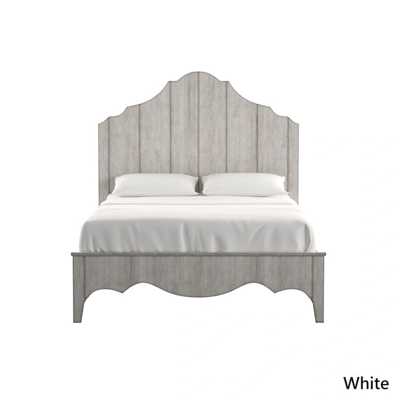 Bed with a Vintage-Textured Fan-Shaped Frame