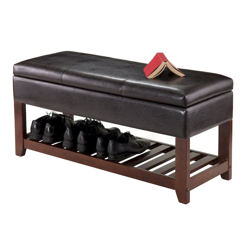 Storage Chest Bench, Espresso and Walnut - 42.52W x 15.75D x 20.47
