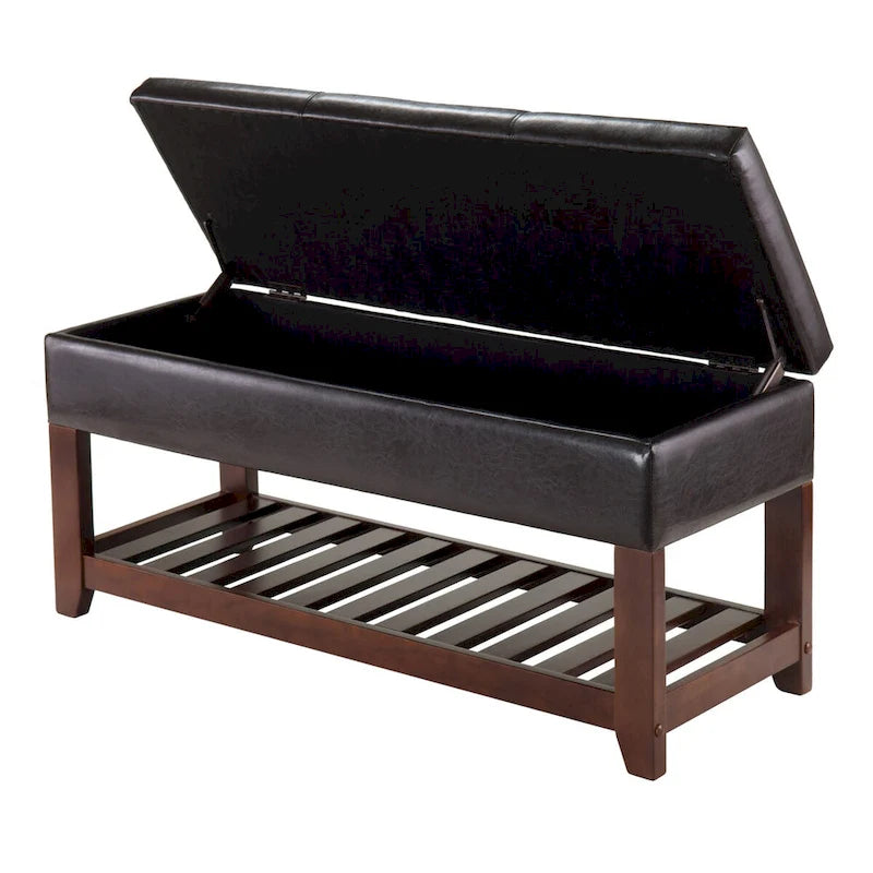 Storage Chest Bench, Espresso and Walnut - 42.52W x 15.75D x 20.47