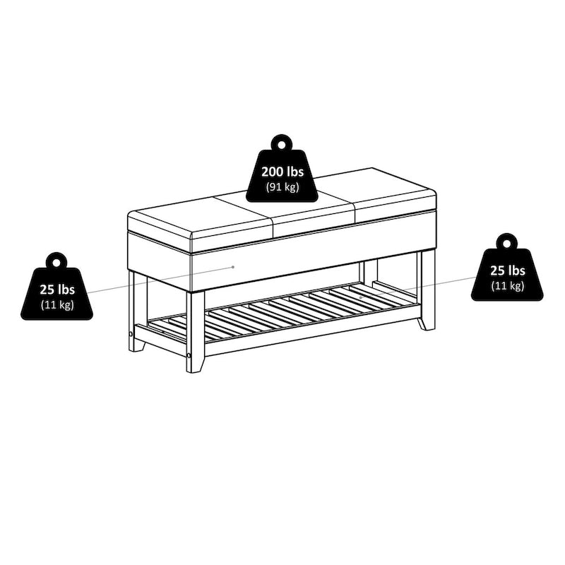 Storage Chest Bench, Espresso and Walnut - 42.52W x 15.75D x 20.47