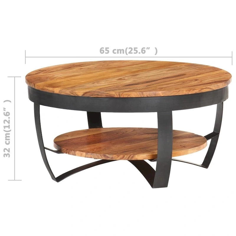 Coffee Table 25.6x25.6x12.6 Solid Acacia Wood