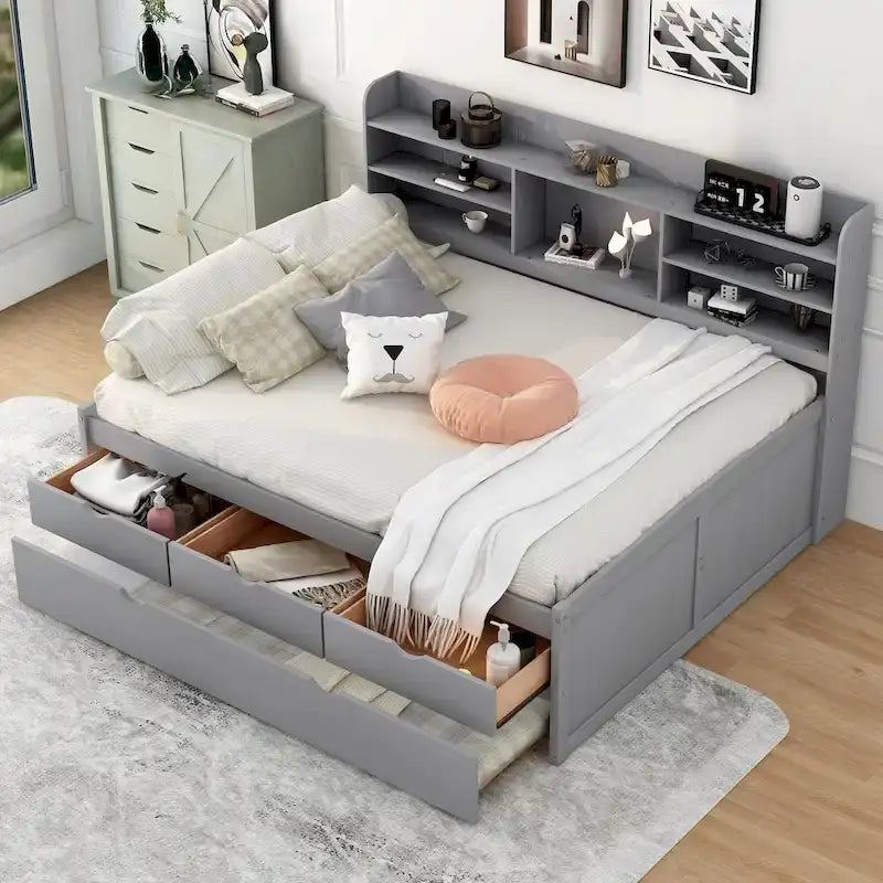 Full Size Wooden Captain Bed