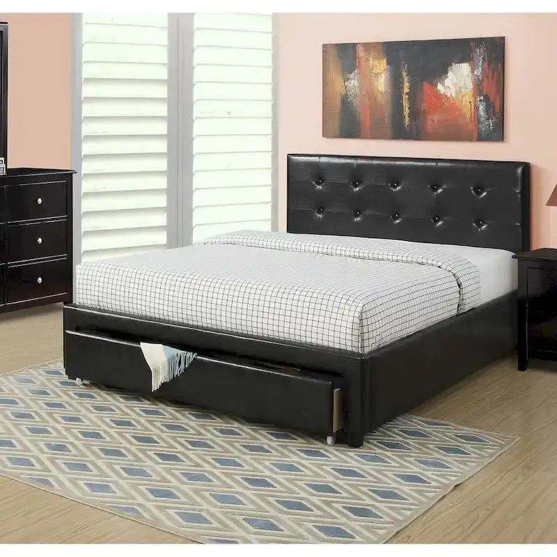 Queen Size Storage Under Bed,Bed Faux Leather upholstered