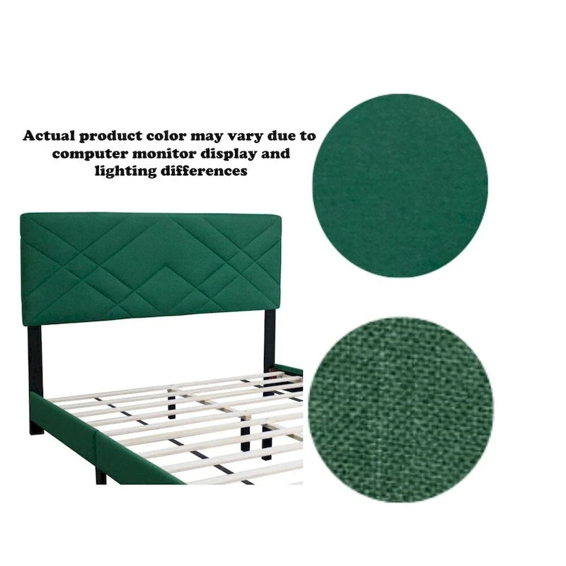 Bed frame with adjustable headboard; no box spring required