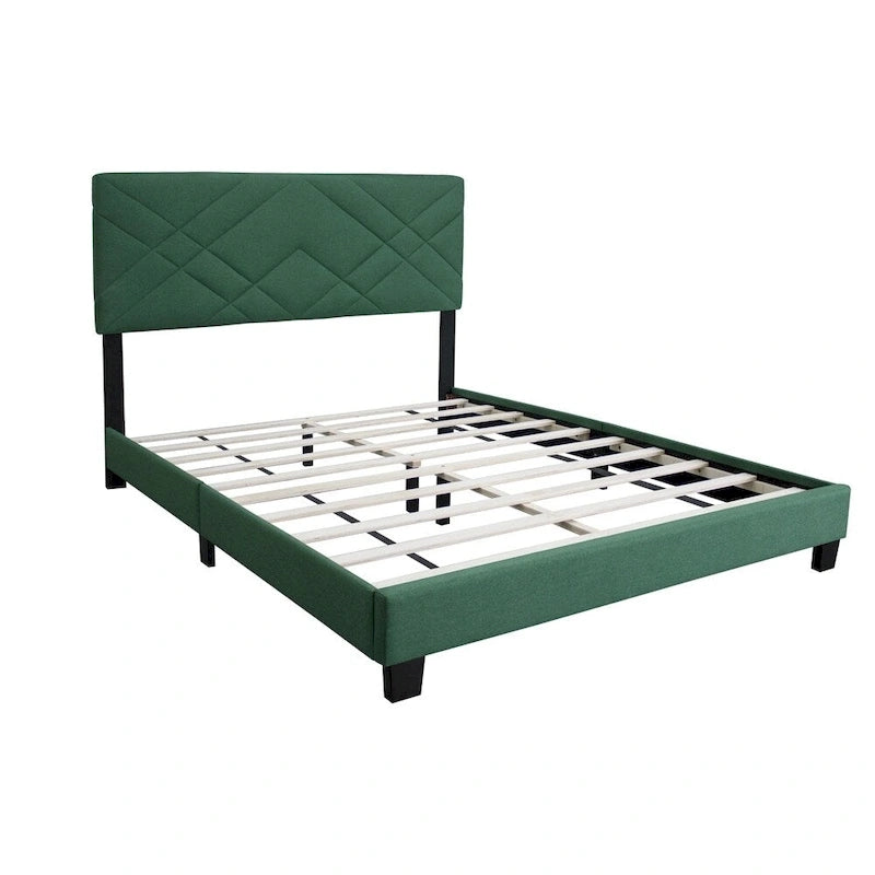 Bed frame with adjustable headboard; no box spring required