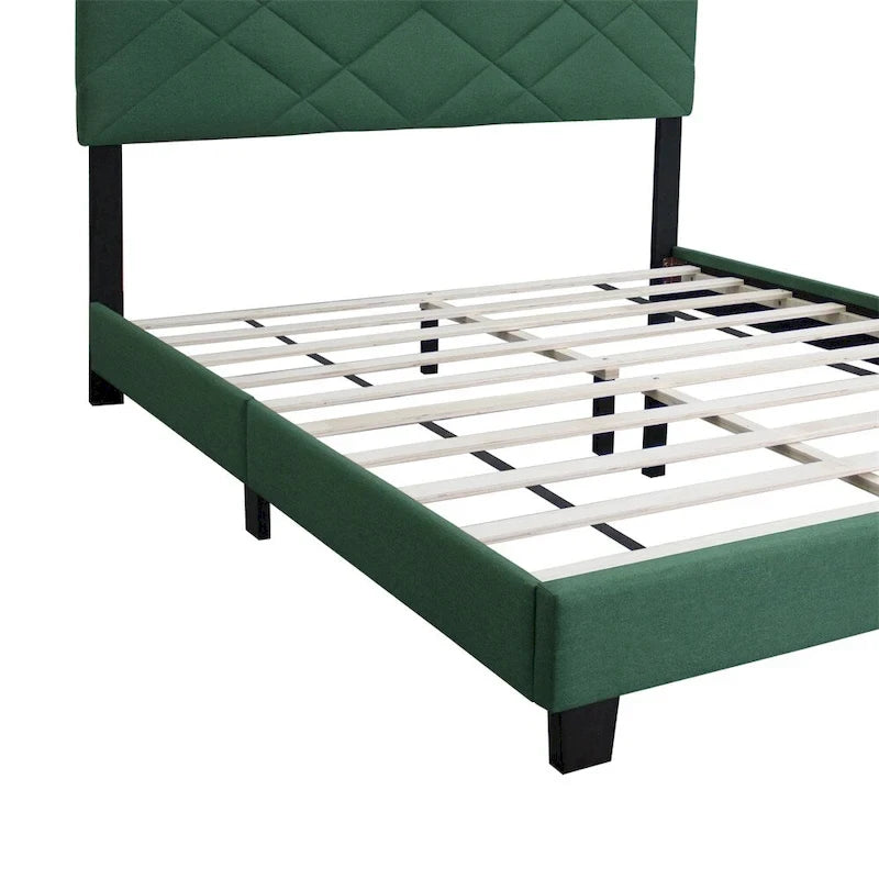 Bed frame with adjustable headboard; no box spring required