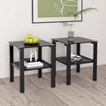 Set of 2, Glass two layer tea table, small round table, bedroom corner table, living room side table,Black