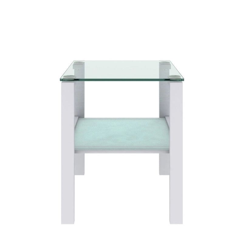 Set of 2, Glass two layer tea table, small round table, bedroom corner table, living room side table,Black
