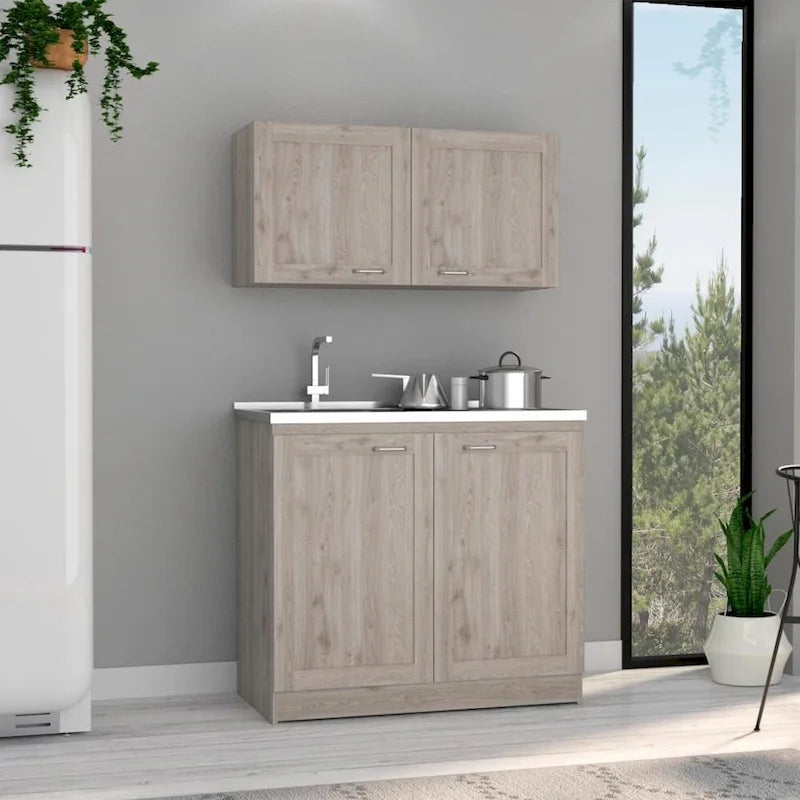Kitchen cabinet, double-tier shelving