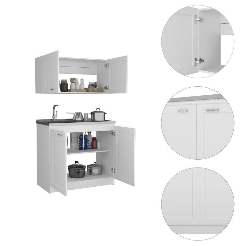 Kitchen cabinet, double-tier shelving