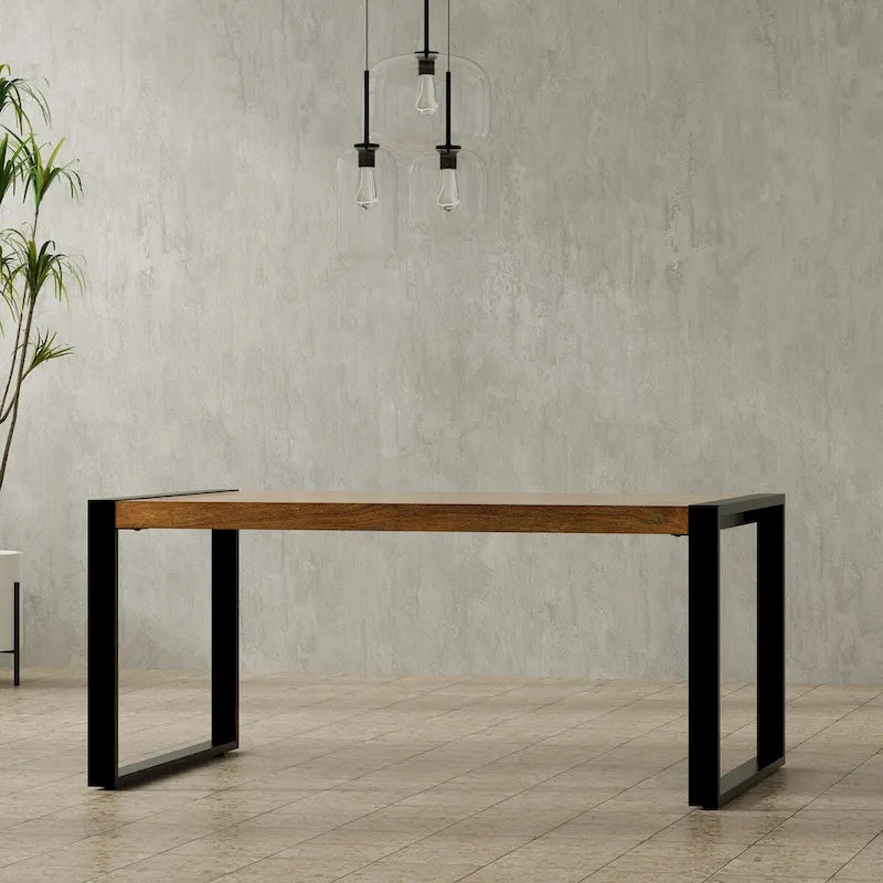 Tavolo da pranzo rettangolare moderno in stile industriale da 66 pollici x 40 pollici - largo 66 pollici