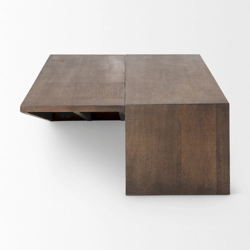 Brown Solid Wood Polygonal Coffee Table - L58.5 x W19 x H19