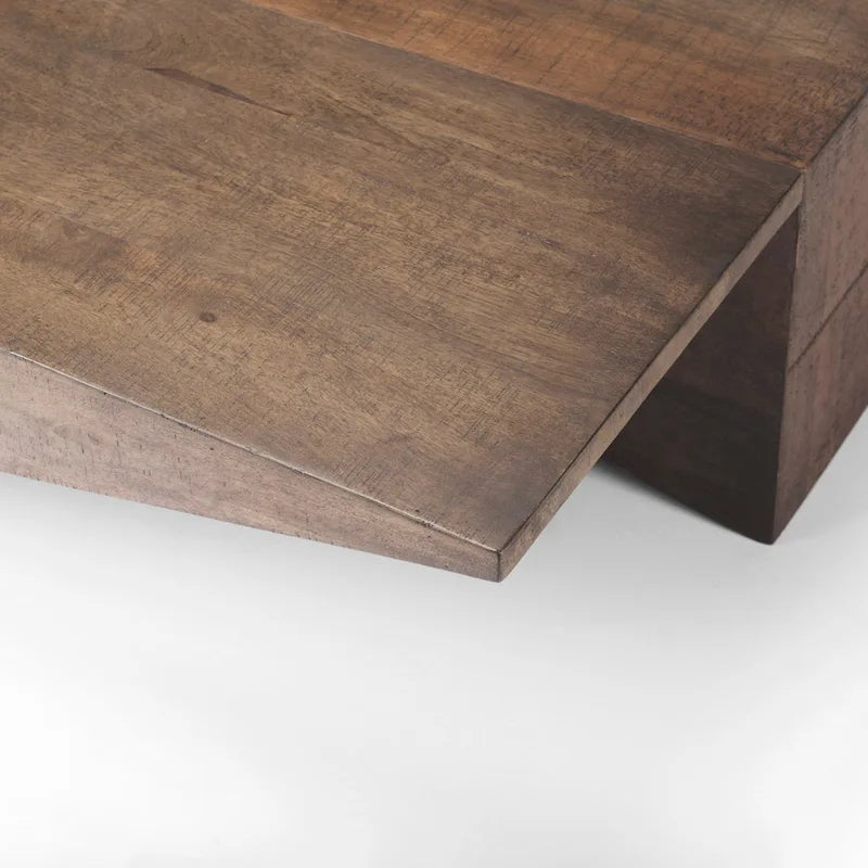 Tavolino da caffè poligonale marrone in legno massello - L58.5 x W19 x H19