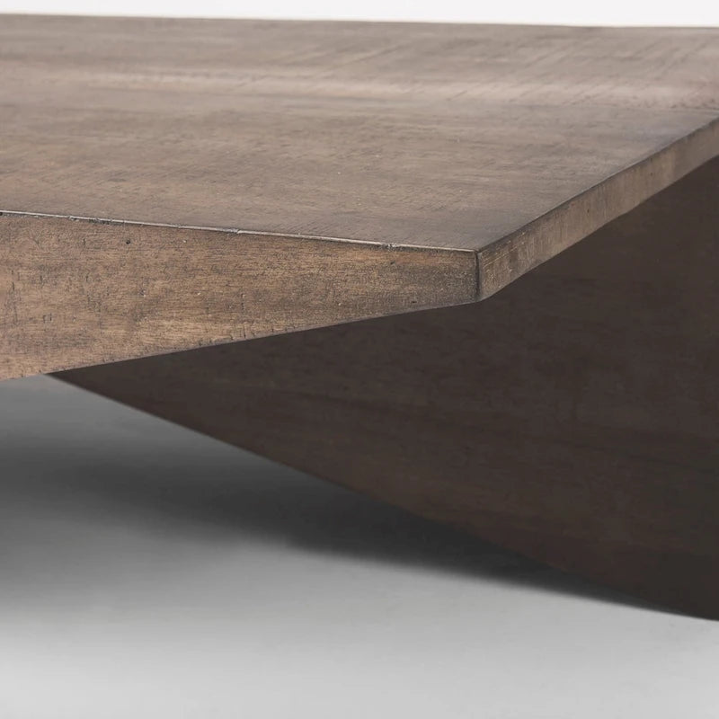 Tavolino da caffè poligonale marrone in legno massello - L58.5 x W19 x H19