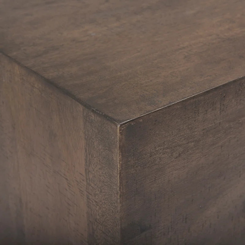 Tavolino da caffè poligonale marrone in legno massello - L58.5 x W19 x H19