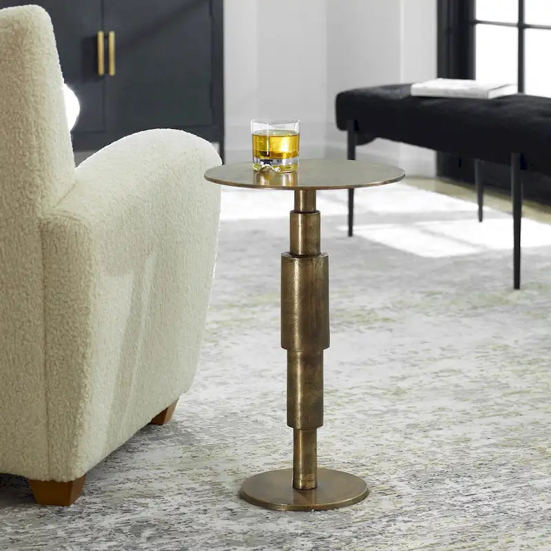 Gold Side Table - Width 14 x Height 22.5 x Depth 14