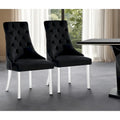 Set of Two Tufted Black and Clear Upholstered Velvet Dining Side Chairs