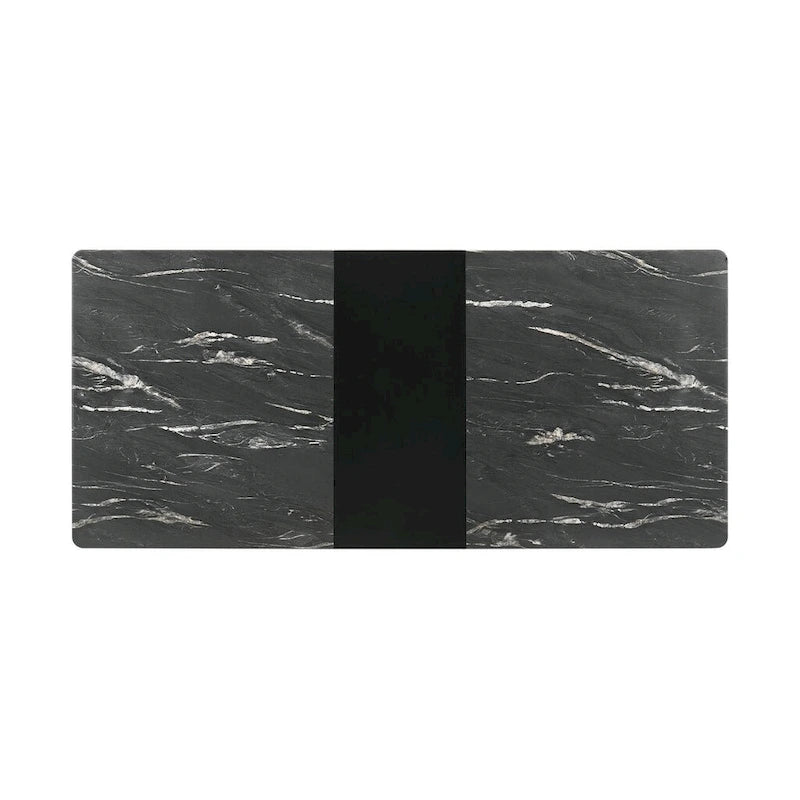 Black dining table with a self-storing extension leaf